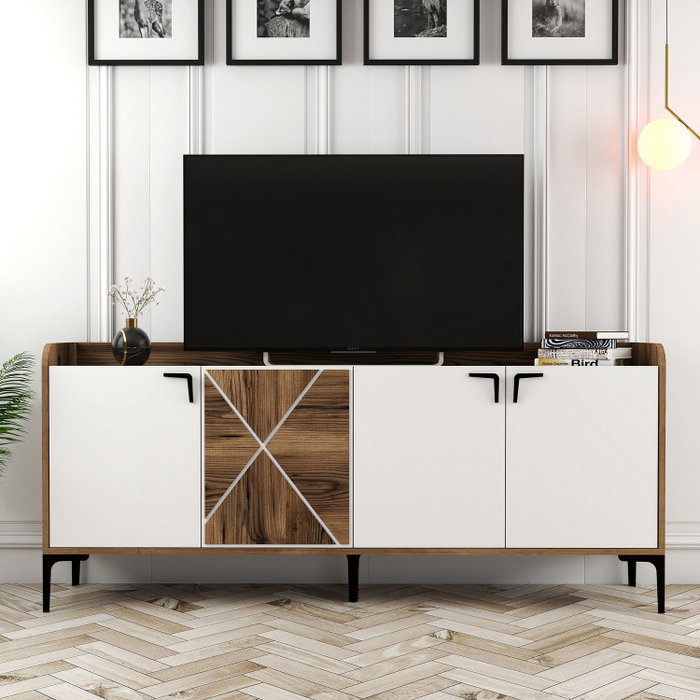 Hanah Home Consola Industrial Venedik Nogal y Blanco 180x78x35 cm